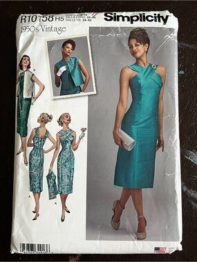 Simplicity 1950s Vintage Style Sheath Dress Sewing Pattern Sizes 6-14